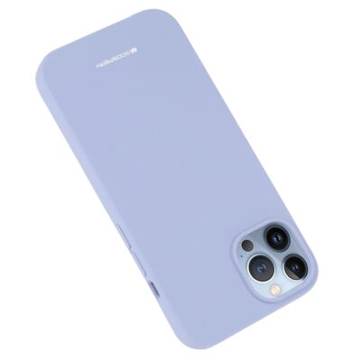 Levandos pilkas dėklas Apple iPhone 14 Pro Mercury Silicone su matiniu paviršiumi ir tiksliu kamerų išpjovu