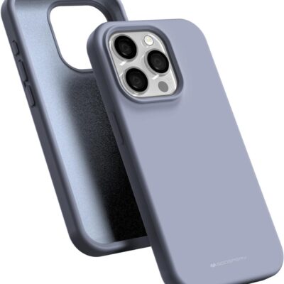 Levandos pilkas dėklas Apple iPhone 15 Pro Max Mercury Silicone išsiliejimu ir matiniu paviršiumi