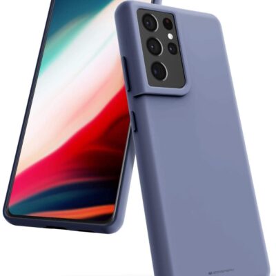 Levandos pilkos spalvos dėklas Samsung Galaxy S21 Ultra Mercury Silicone su minkštu paviršiumi ir apsauga kamerai