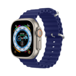 Mėlyna apyrankė Dux Ducis OceanWave Series Apple Watch 42 44 45 49mm su skylėta tekstūra ir metalo sagtimis