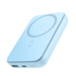 Mėlyna išorinė baterija Power Bank Joyroom JR-W020 20W Magnetic Wireless 10000mAh pailgos formos su magnetiniu įkrovimo žiedu
