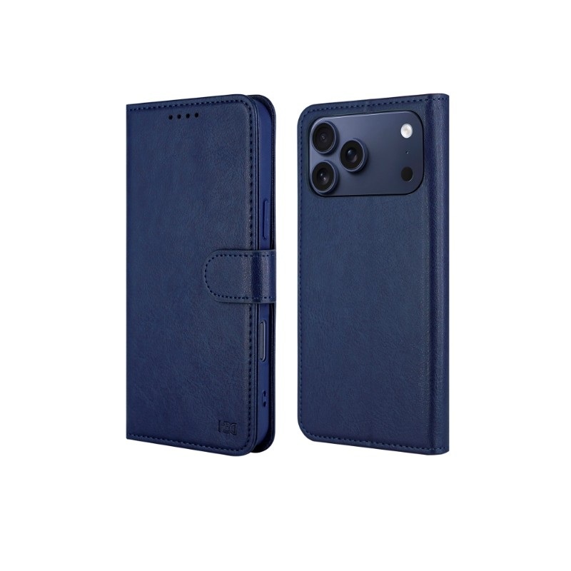 Mėlynas atverčiamas dėklas Apple iPhone 13 14 HDD Clasp Wallet Mėlynas atverčiamas dėklas Apple iPhone 13 14 HDD Clasp Wallet iš odos su magnetiniu užsegimu