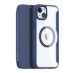 Mėlynas atverčiamas dėklas Apple iPhone 15 Plus Dux Ducis Skin X Pro su permatomu nugarėle ir apsauga kamerai