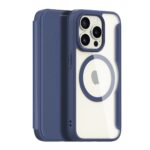 Mėlynas atverčiamas dėklas Apple iPhone 15 Pro Dux Ducis Skin X Pro su skaidriu nugarėle ir apsauga kameroms