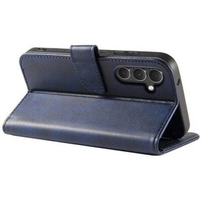 Mėlynas atverčiamas dėklas Samsung A145 A14 4G A146 A14 5G Wallet su kamera ir magnetine sagtele