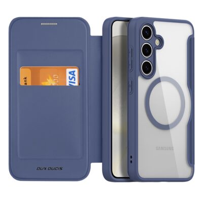 Mėlynas atverčiamas dėklas Samsung S926 S24 Plus Dux Ducis Skin X Pro su kortelės kišene