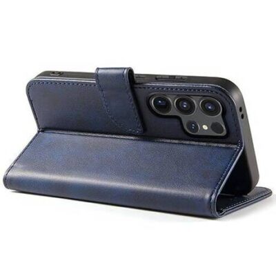 Mėlynas atverčiamas dėklas Samsung S928 S24 Ultra telefonui su trijų kamerų moduliu