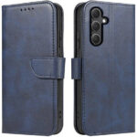 Mėlynas atverčiamas dėklas Samsung S931 S25 Wallet su matiniu paviršiumi ir magnetine užsegimu