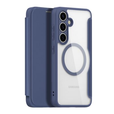Mėlynas atverčiamas dėklas Samsung S936 S25 Plus Dux Ducis Skin X Pro su skaidriu atgaliniu paviršiumi ir kamerų išpjova