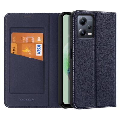 Mėlynas atverčiamas dėklas Xiaomi Redmi Note 12 5G su kortelių kišenėmis