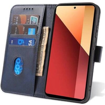 mėlynas atverčiamas dėklas xiaomi redmi note 13 pro 4g poco m6 pro 4g wallet su kortelių laikikliais ir pinigine