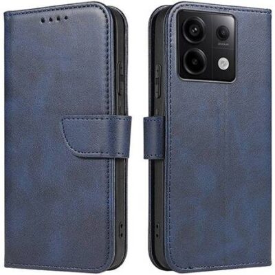 Mėlynas atverčiamas dėklas Xiaomi Redmi Note 13 Pro 5G Poco X6 5G Wallet su dirželiu