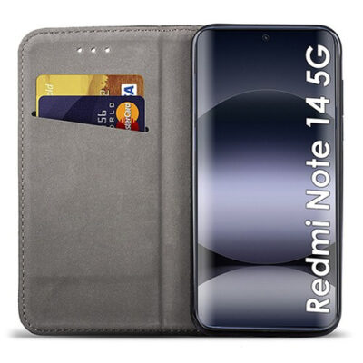 Mėlynas atverčiamas dėklas Xiaomi Redmi Note 14 5G su kortelių laikikliais