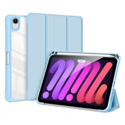 Mėlynas dėklas Apple iPad mini 6 2021 Dux Ducis Toby priekinė ir galinė pusės su planšetėmis