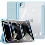 Mėlynas dėklas Apple iPad Pro 11 5 2024 su permatomu nugarėle ir apsauga kraštuose