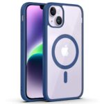 Mėlynas dėklas Apple iPhone 15 Plus Premium Mag Cover su permatomu nugarėle ir mėlynu rėmeliu