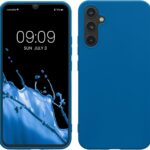 Mėlynas dėklas Samsung Galaxy A556 A55 5G aplink telefoną su matomais mygtukais ir trijų kamerų apdaila