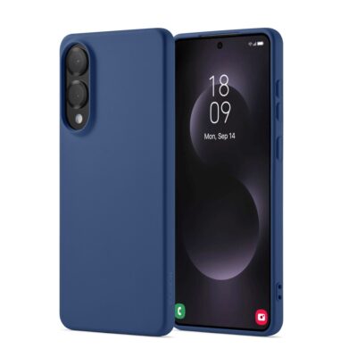 Mėlynas dėklas Samsung S937 S25 Edge X-level Guardian matomas iš priekio ir nugarėlės