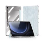 Mėlynas dėklas Samsung Tab S9 su permatomu galiniu paviršiumi ir audinio dangteliu