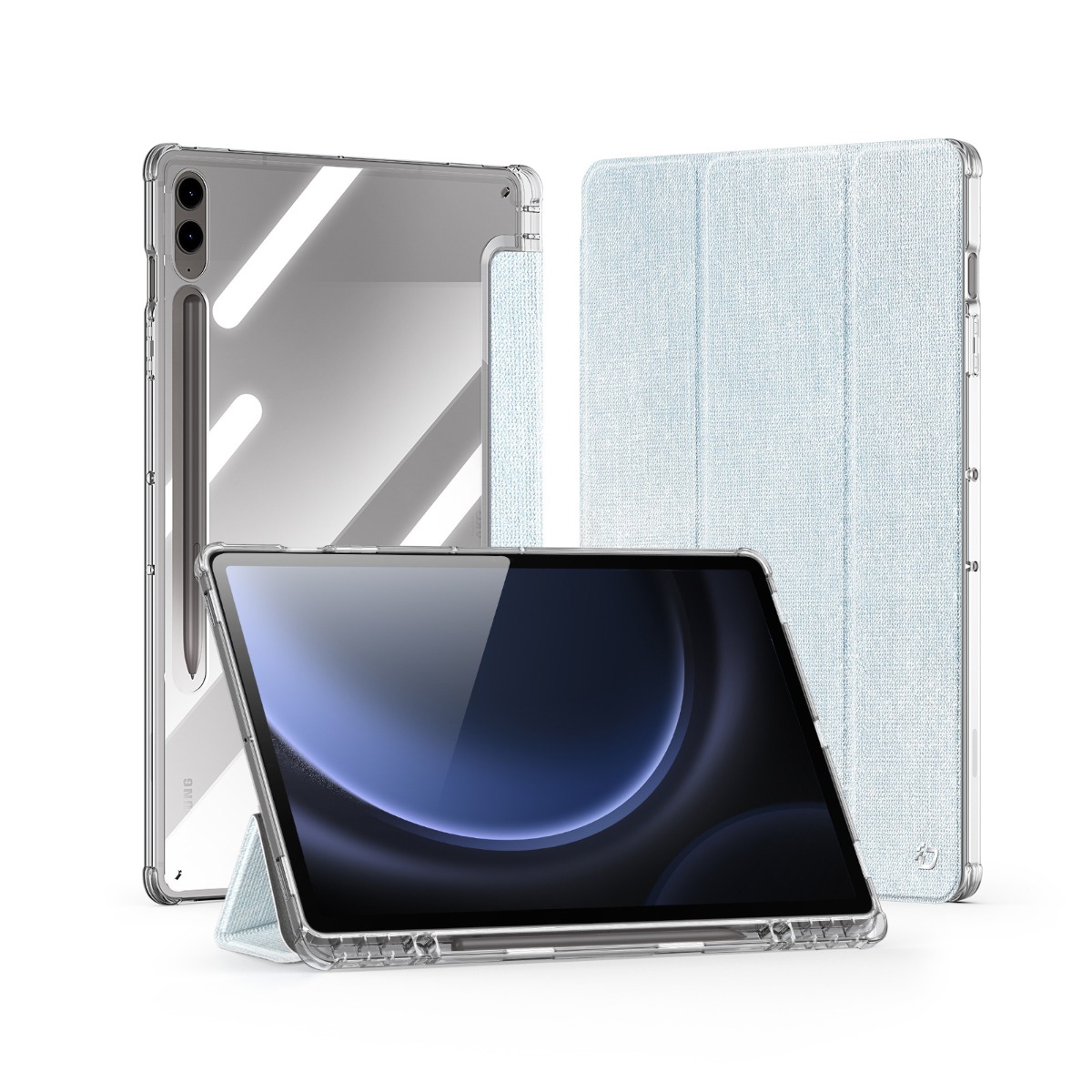 Mėlynas dėklas Samsung X810 X816 Tab S9 Plus X610 X616 Tab S9 FE Plus Dux Ducis Unid Mėlynas dėklas Samsung X810 X816 Tab S9 Plus X610 X616 Tab S9 FE Plus Dux Ducis Unid su permatomu korpusu ir tekstūruotu priekiu