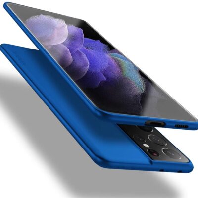 Mėlynos spalvos dėklas Samsung Galaxy G998 S21 Ultra 5G X-level Guardian matomas ant telefono ekrano ir galinės dalies