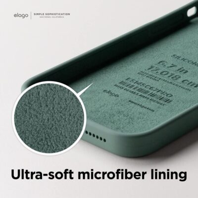 Mėtos spalvos dėklas Apple iPhone 14 Plus Liquid Silicone su mikropluošto pamušalu