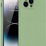 Mėtos spalvos dėklas Apple iPhone 14 Pro Max Liquid Silicone 1.5mm su kamera ir ekranu