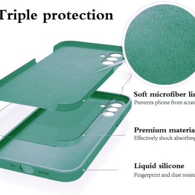 Mėtos spalvos dėklas Samsung A245 A24 4G su mikropluošto pamušalu ir skysčio silikono apsauga