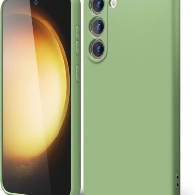 Mėtos spalvos dėklas Samsung S721 S24 FE Liquid Silicone su trimis kameromis