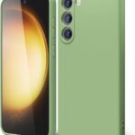 Mėtos spalvos dėklas Samsung S916 S23 Plus 5G Liquid Silicone 1.5mm aplink telefoną su trimis kameromis ir mygtukais