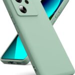 Mėtos spalvos dėklas Xiaomi 13T Pro telefonu su trimis išorinėmis kamera ir šoniniais mygtukais