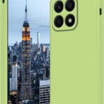 Mėtos spalvos Xiaomi 14T dėklas su apvaliais kampais ir skaidriu dangteliu kamerai