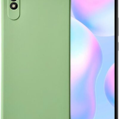 Mėtos spalvos dėklas Xiaomi Redmi 9A ir 9AT telefonams, pagamintas iš skysčio silikono