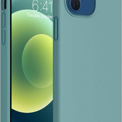 Mėtos spalvos silikoninis dėklas Apple iPhone 12 Liquid Silicone 1.5mm nuo priekio ir galo
