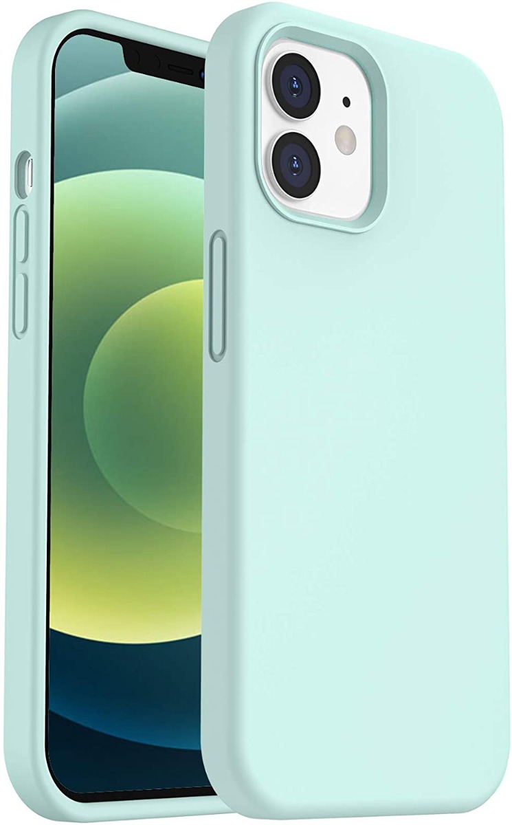 Mėtos spalvos silikoninis dėklas Apple iPhone 12 mini Liquid Silicone 1.5mm Mėtos spalvos silikoninis dėklas Apple iPhone 12 mini Liquid Silicone 1.5mm, dengiantis telefoną iš priekio ir iš nugarėlės
