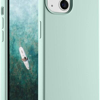 Mėtos spalvos silikoninis dėklas Apple iPhone 13 Liquid Silicone 1.5mm tvirtas ir apsauginis