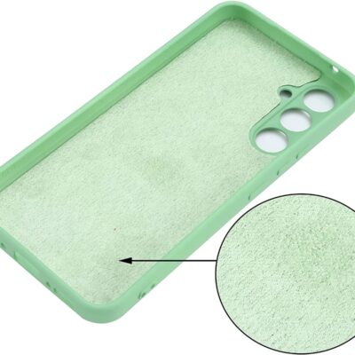 Mėtos spalvos silikoninis dėklas Samsung Galaxy A546 A54 5G su vidine mikropluošto danga