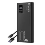 Juoda išorinė baterija OBALME EnergyPulse Powerbank 10000mAh 22.5W su dviem laidais