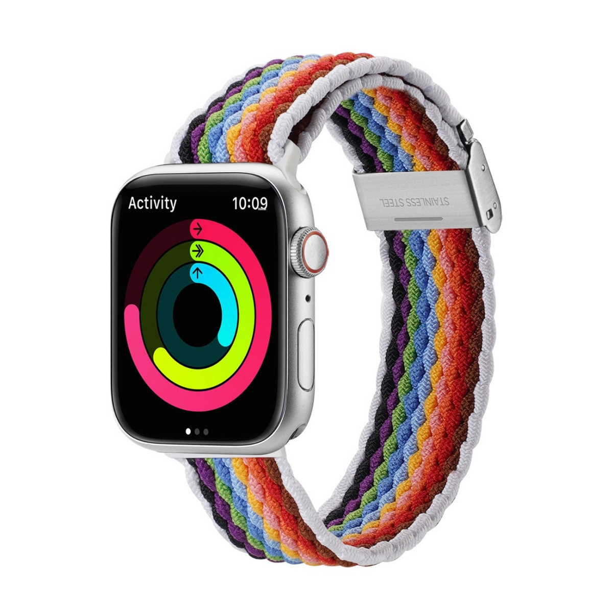 Pale Stripes apyrankė Dux Ducis Mixture II Series Apple Watch 38 40 41mm Pale Stripes apyrankė Dux Ducis Mixture II Series Apple Watch su spalvingu pynimu ir metaline sagtimi