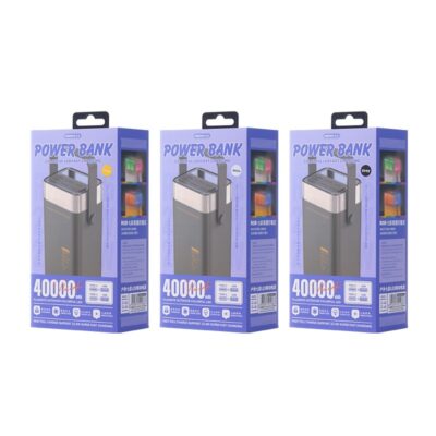 Pilka išorinė baterija Power Bank Remax RPP-596 22.5W 40000mAh originalioje pakuotėje
