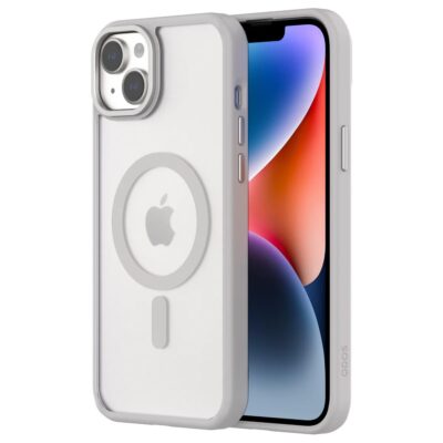 Pilkas dėklas Apple Iphone 15 Premium Mag Cover su apsauga aplink kameros objektyvą ir magnetine sistema nugarėlėje