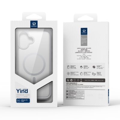 Pilkas dėklas Apple iPhone 16 Plus Dux Ducis Yind švelniu matinio paviršiaus apvaliu kampu ir didelės kameros anga