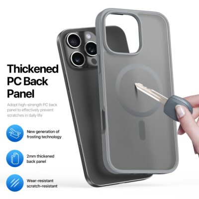 Pilkas dėklas Apple iPhone 16 Pro Dux Ducis Yind su storu atspariu nubučiuotu paviršiumi