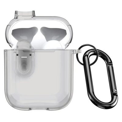 Pilkas dėklas Dux Ducis PECL skirtas Apple AirPods 1 2 permatomu atidarytu viršutinės dalies