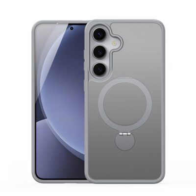 Pilkas dėklas Samsung S936 S25 Plus Dux Ducis Yind su magnetiniu stovu priekinis ir galinis vaizdas