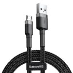 Pilkas-juodas USB kabelis Baseus Cafule Type-C 2.0m 2.0A CATKLF-CG1 su pynėta apvalkalu