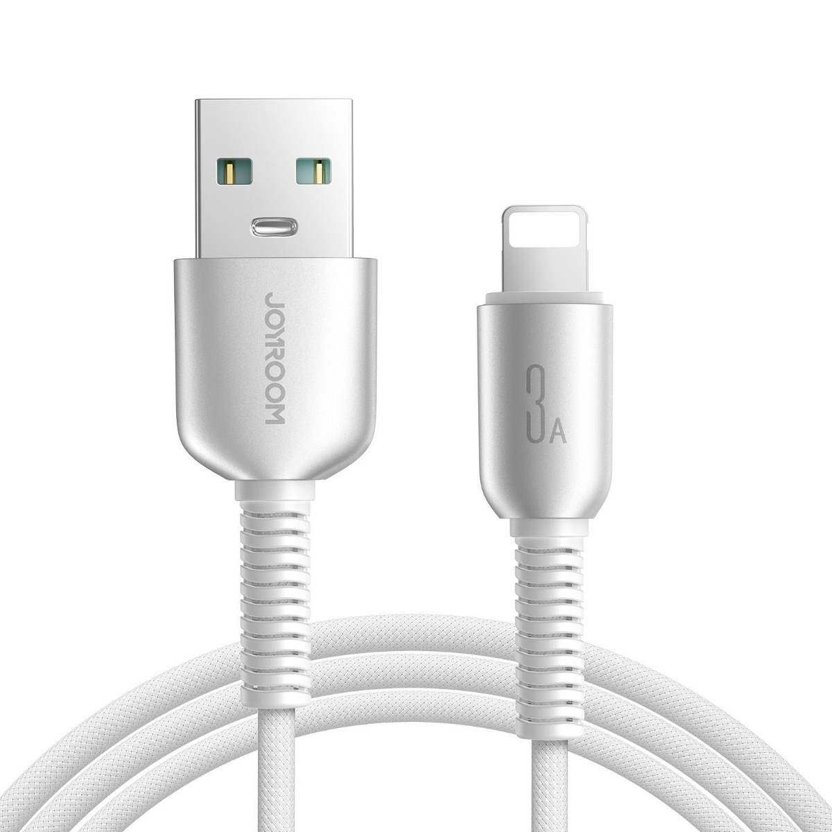 Pilkas USB kabelis Joyroom S-A51 USB-A to Lightning 3A 1.2m Pilkas USB kabelis Joyroom S-A51 USB-A to Lightning su metaliniais jungtimis ir tvirtu apvalkalu