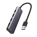 pilkas usb sakotuvas ugreen cm219 su keturiomis usb jungtimis ir juodu kabeliu