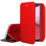 Raudonas atverčiamas dėklas Samsung Galaxy A155 A15 su elegantiška tekstūra ir stovu
