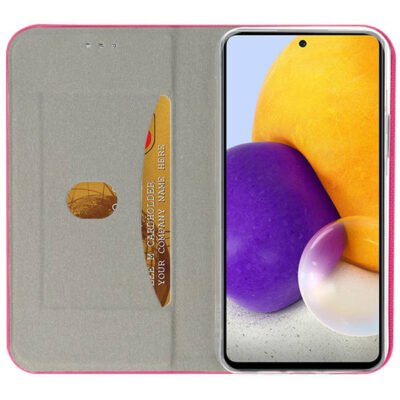 Raudonas atverčiamas dėklas Samsung Galaxy A725 A72 Smart Senso su vidiniu kortelių laikikliu